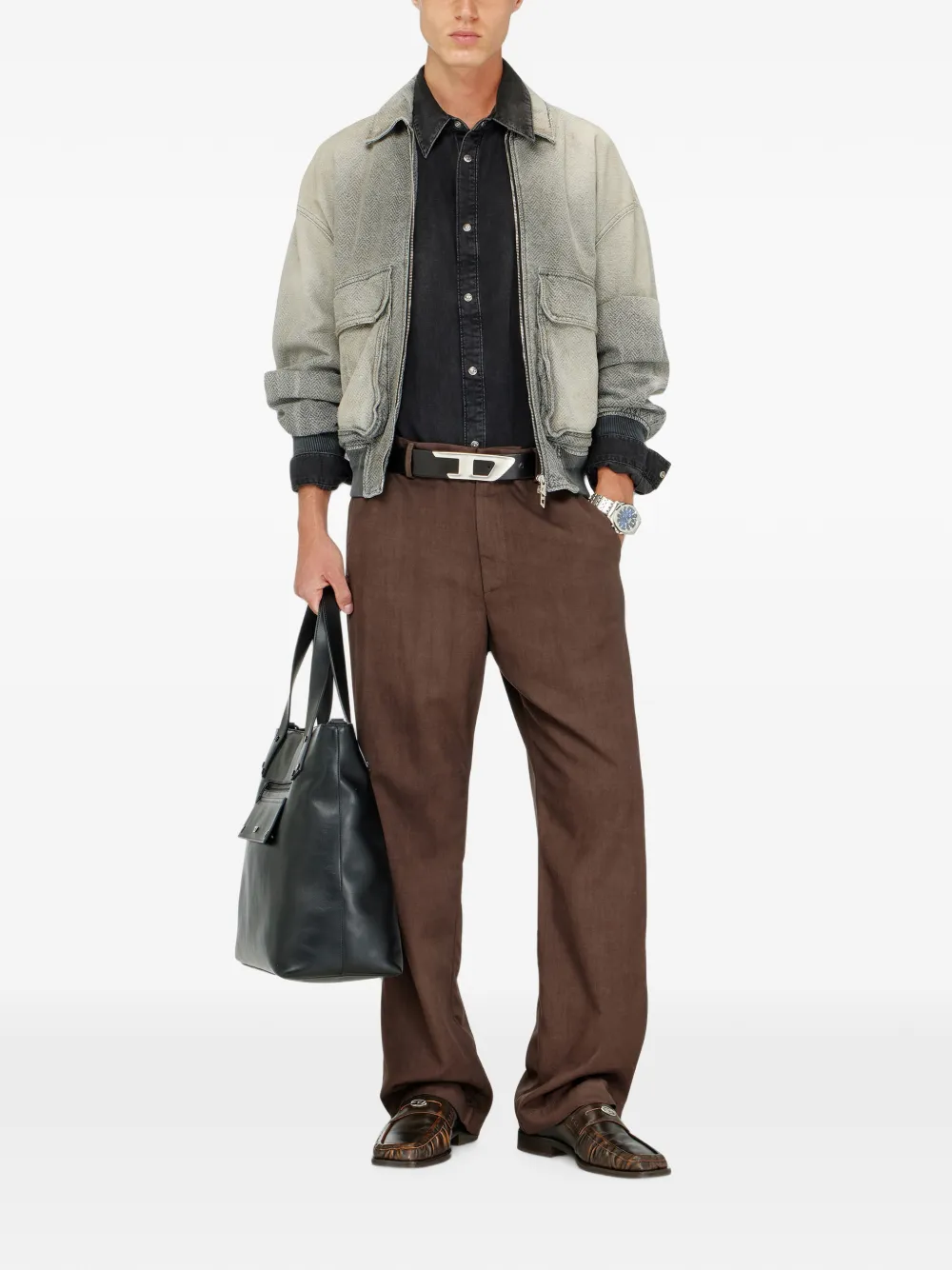 Diesel Chino broek van lichtstretch wol Bruin