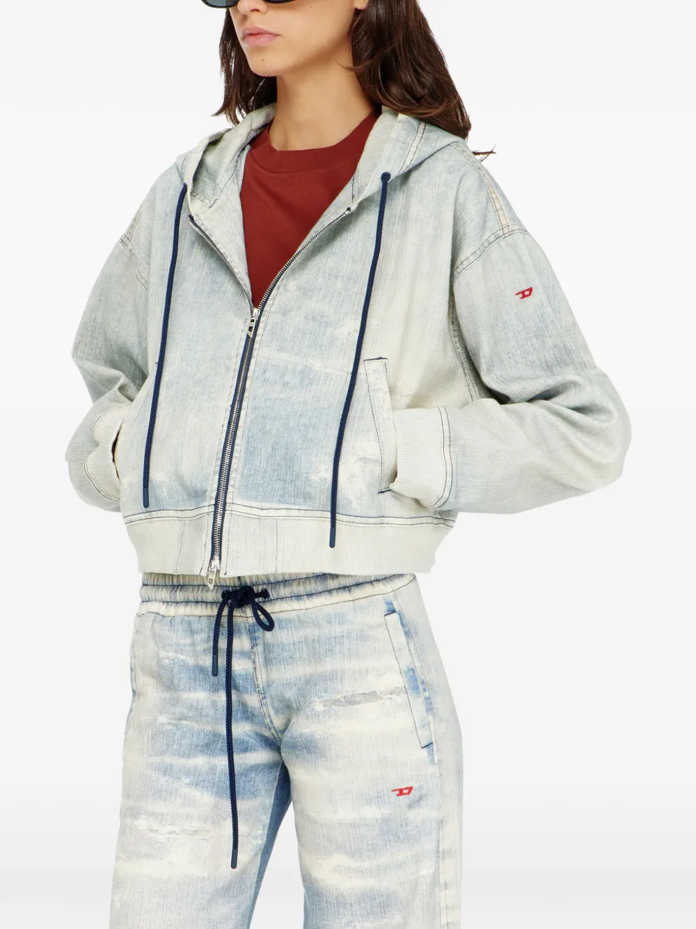 Diesel DE-GIRI-Crop joggingtrui Blauw