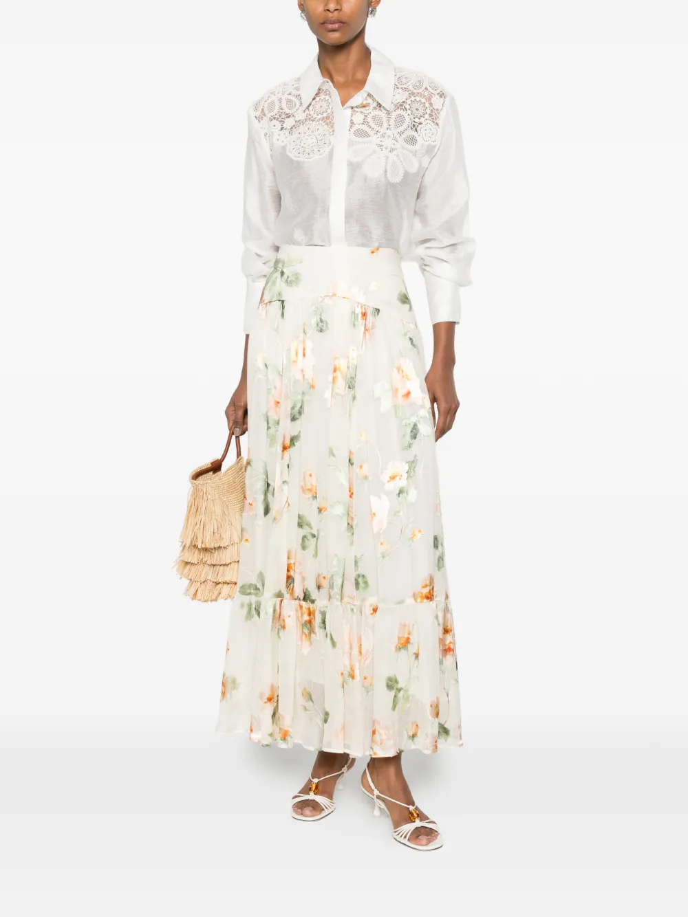 ZIMMERMANN Carousel maxi-rok met bloemenprint Wit
