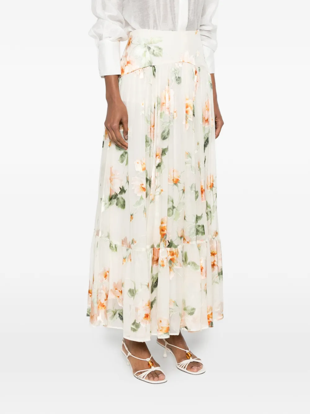 ZIMMERMANN Carousel maxi-rok met bloemenprint Wit