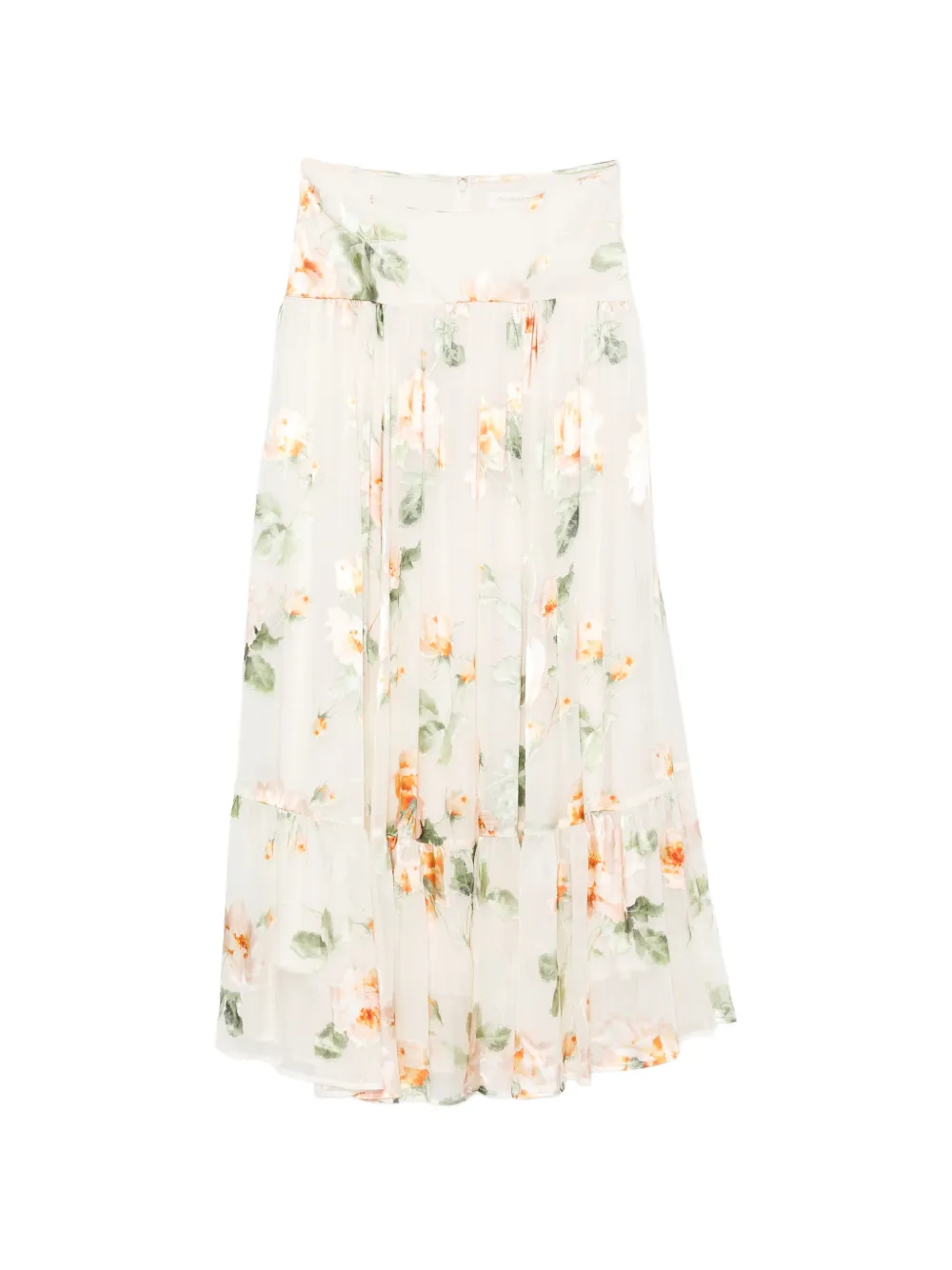 ZIMMERMANN Carousel floral-print maxi skirt - Bianco