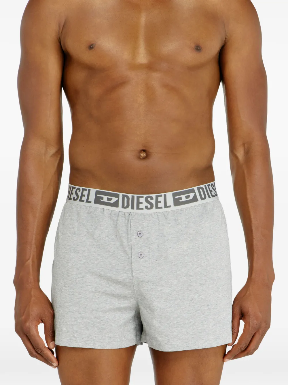 Diesel Katoenen-boxershorts met logoband en knopen Grijs