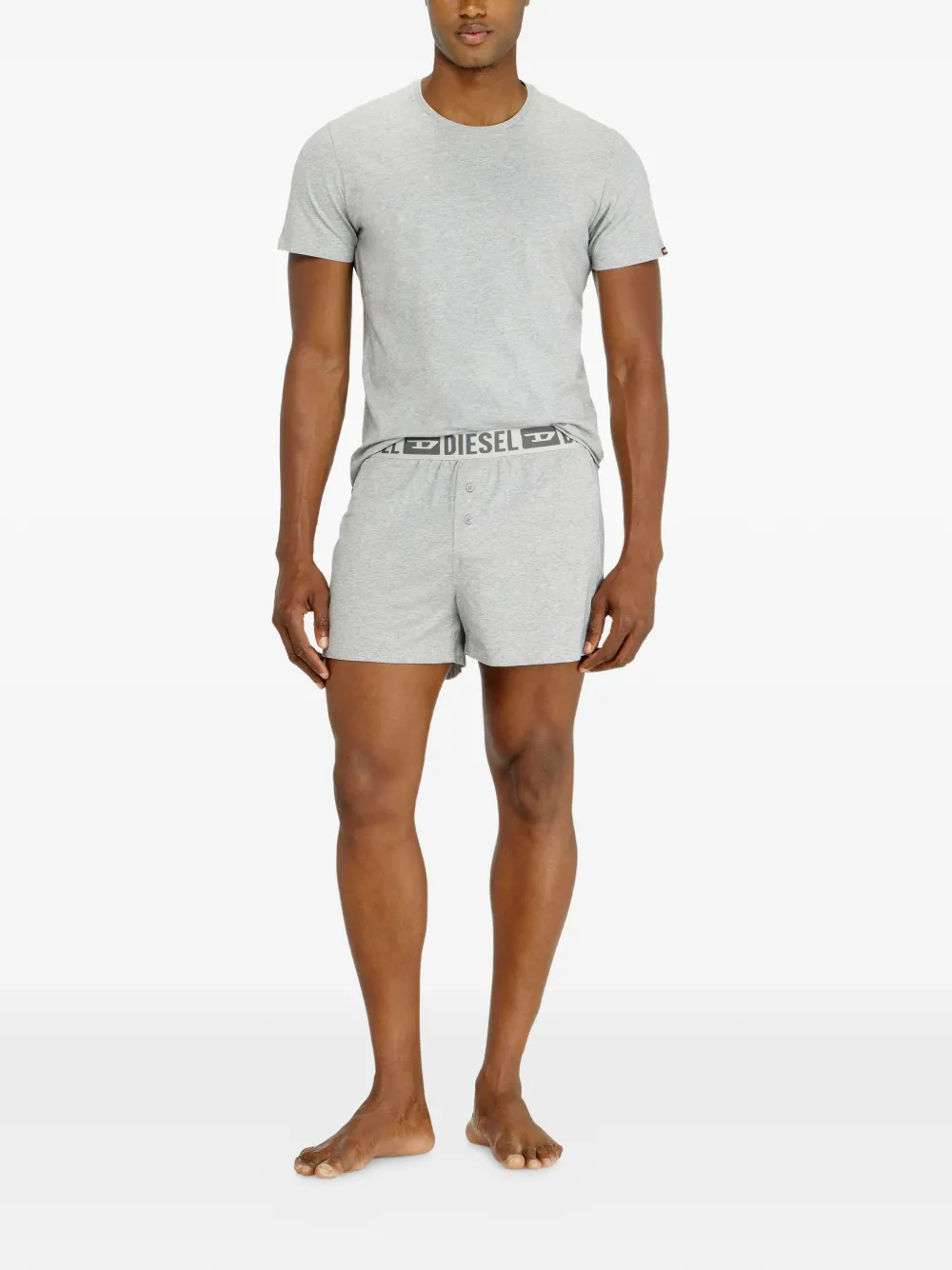 Diesel Katoenen-boxershorts met logoband en knopen Grijs