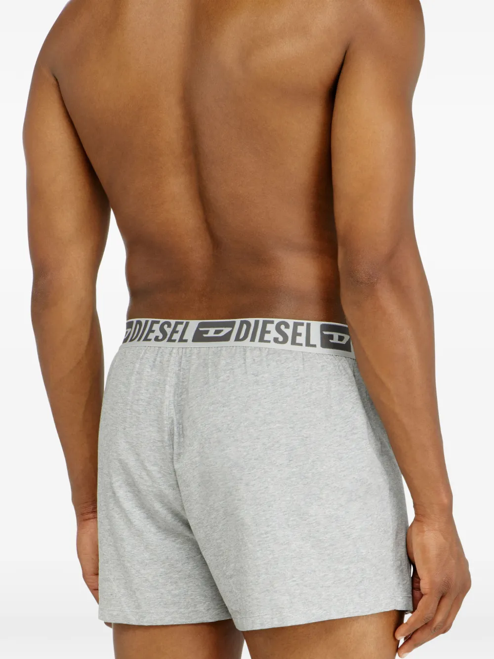 Diesel Katoenen-boxershorts met logoband en knopen Grijs