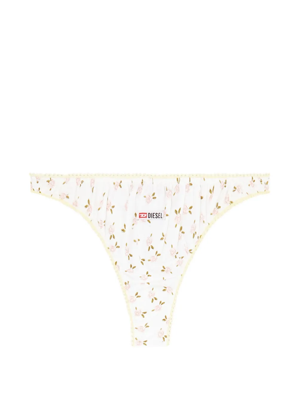 Diesel Tanga in cotone con stampa all-over a fiori - Bianco