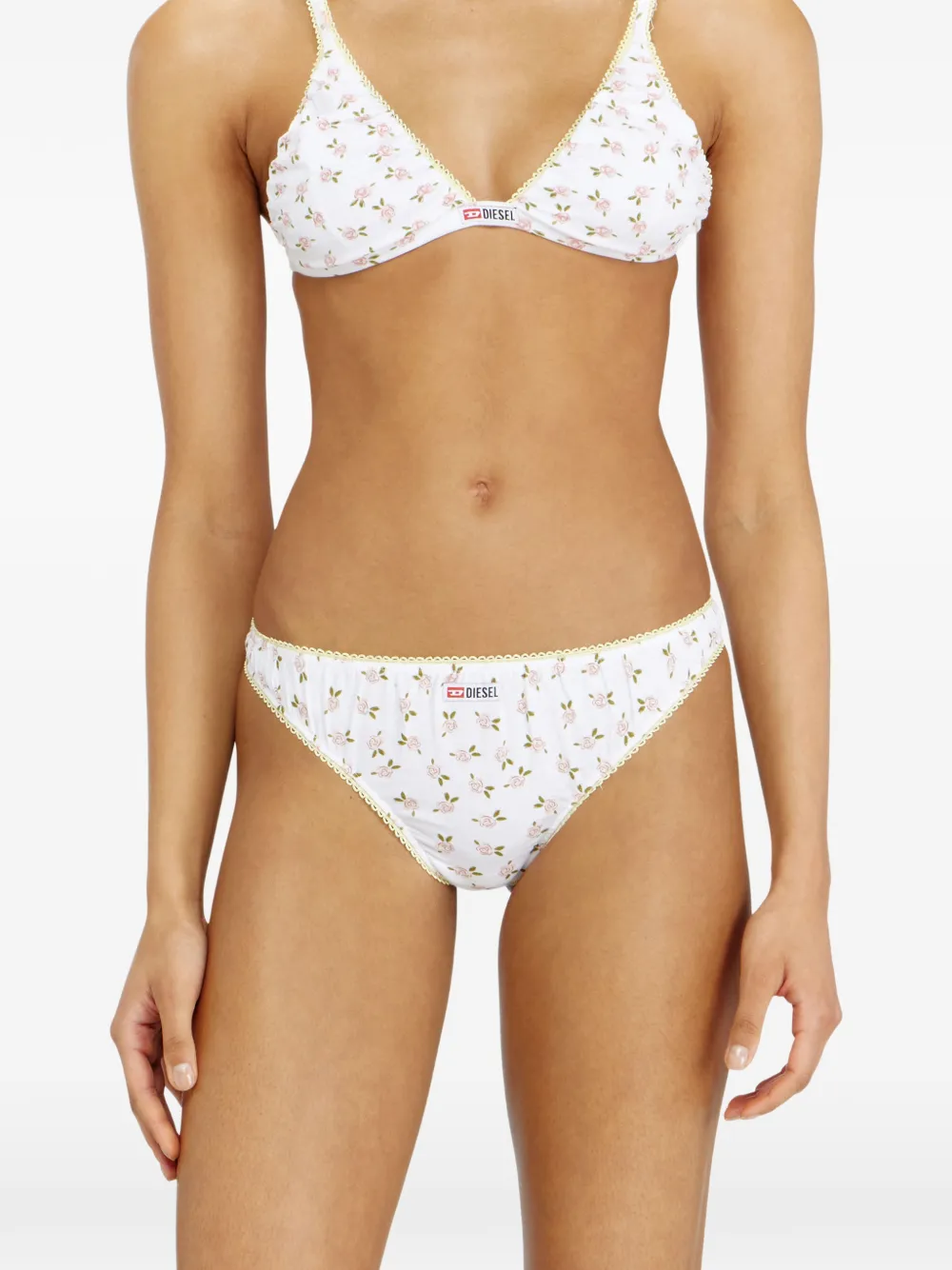 Diesel Katoenen string met all-over bloemenprint Wit