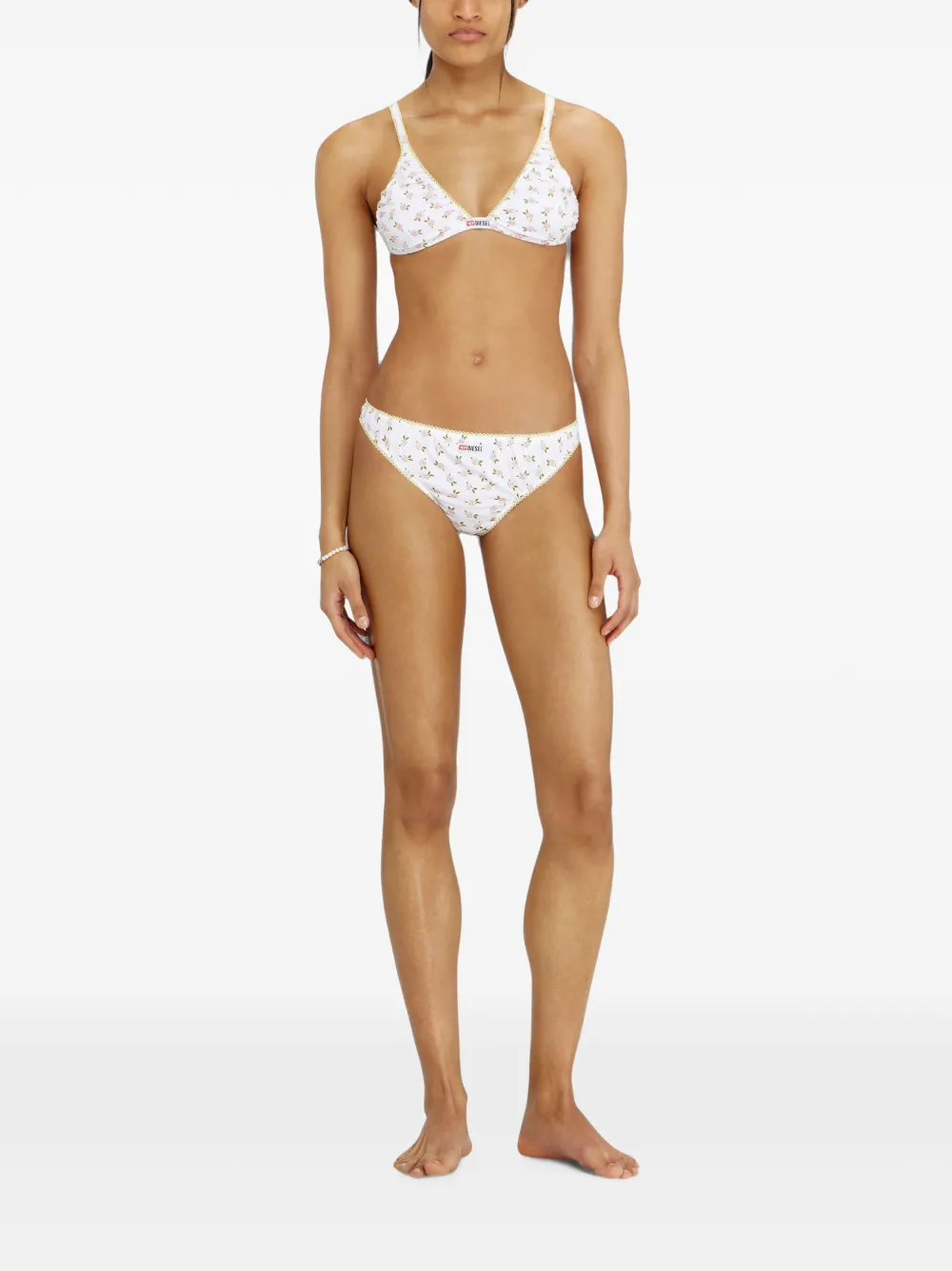 Diesel Katoenen string met all-over bloemenprint Wit