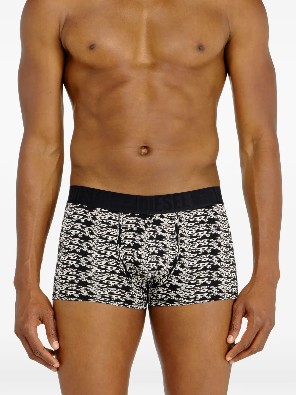 Diesel Drie katoenen boxershorts met logoband Zwart