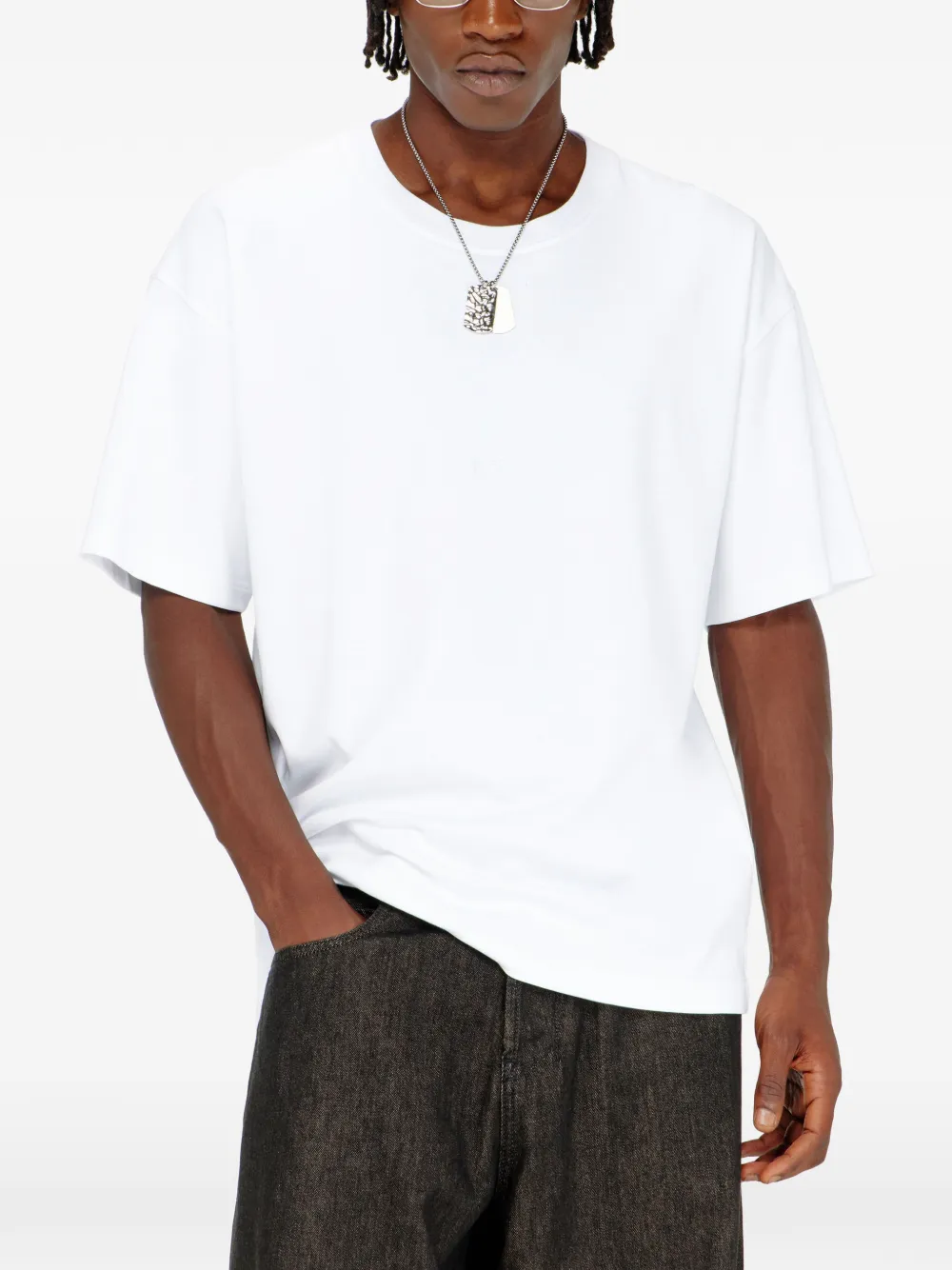Diesel cotton-interlock T-shirt with logo embroidery - Bianco