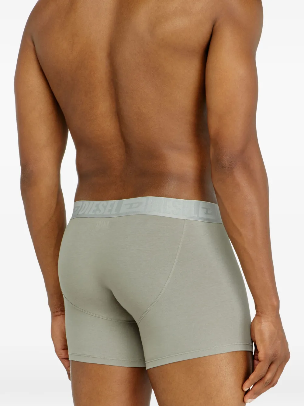 Diesel Drie katoenen boxershorts met logoband Grijs