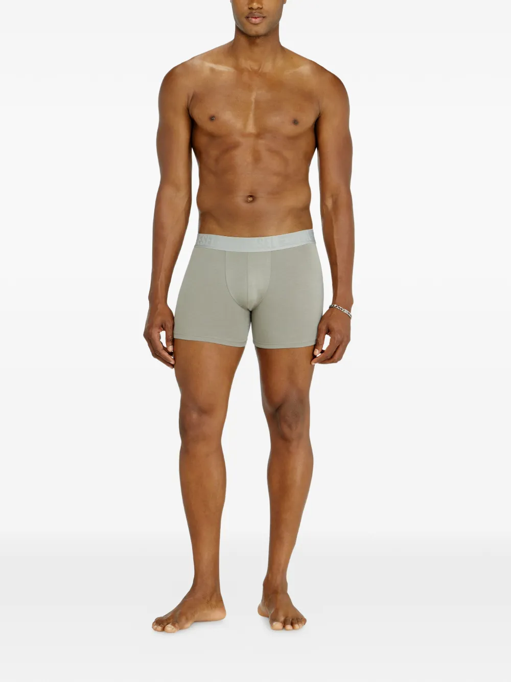 Diesel Drie katoenen boxershorts met logoband Grijs