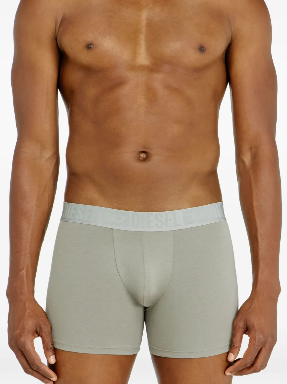 Diesel Drie katoenen boxershorts met logoband Grijs
