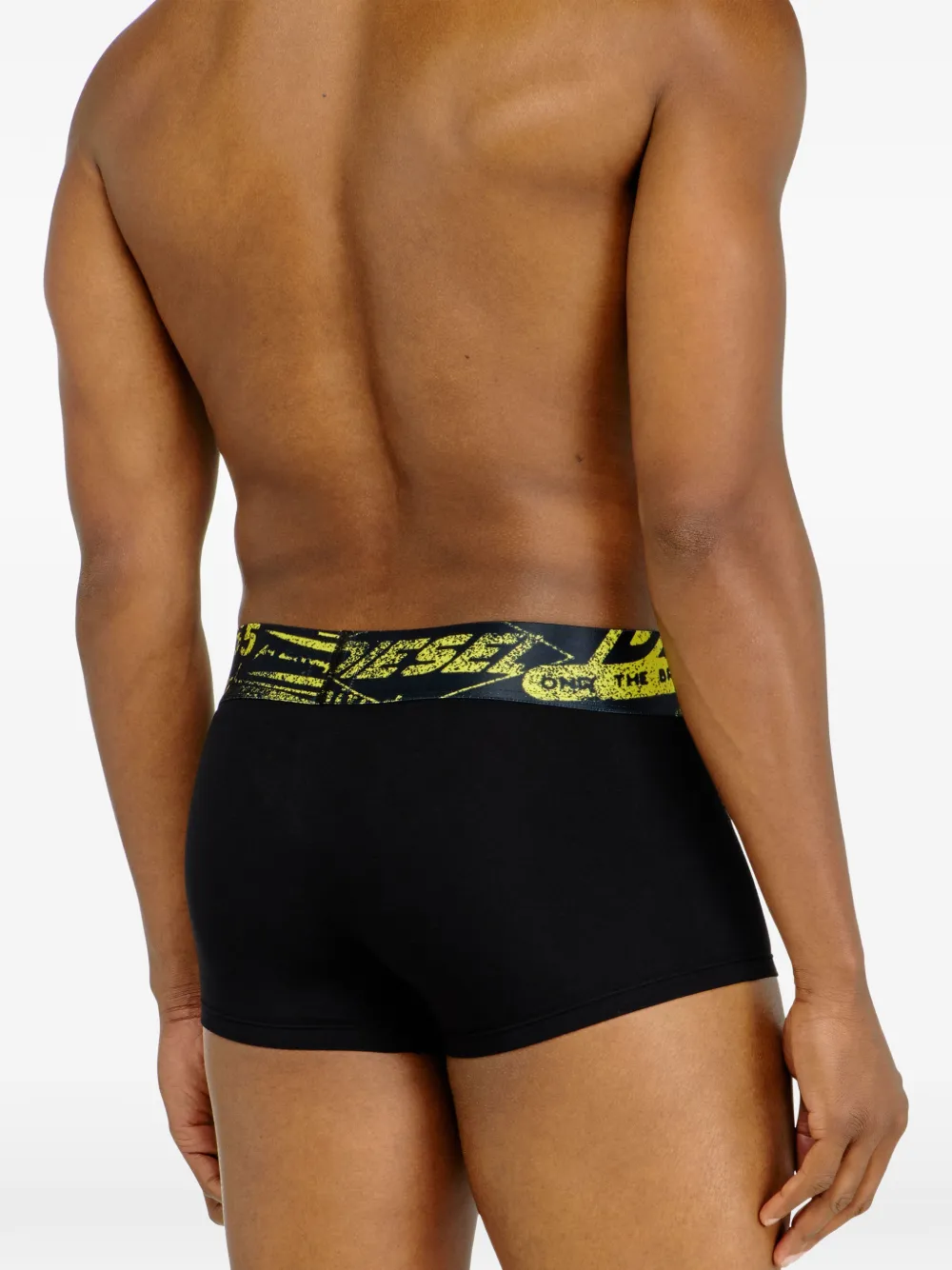 Diesel Drie katoenen boxershorts met logoband Zwart