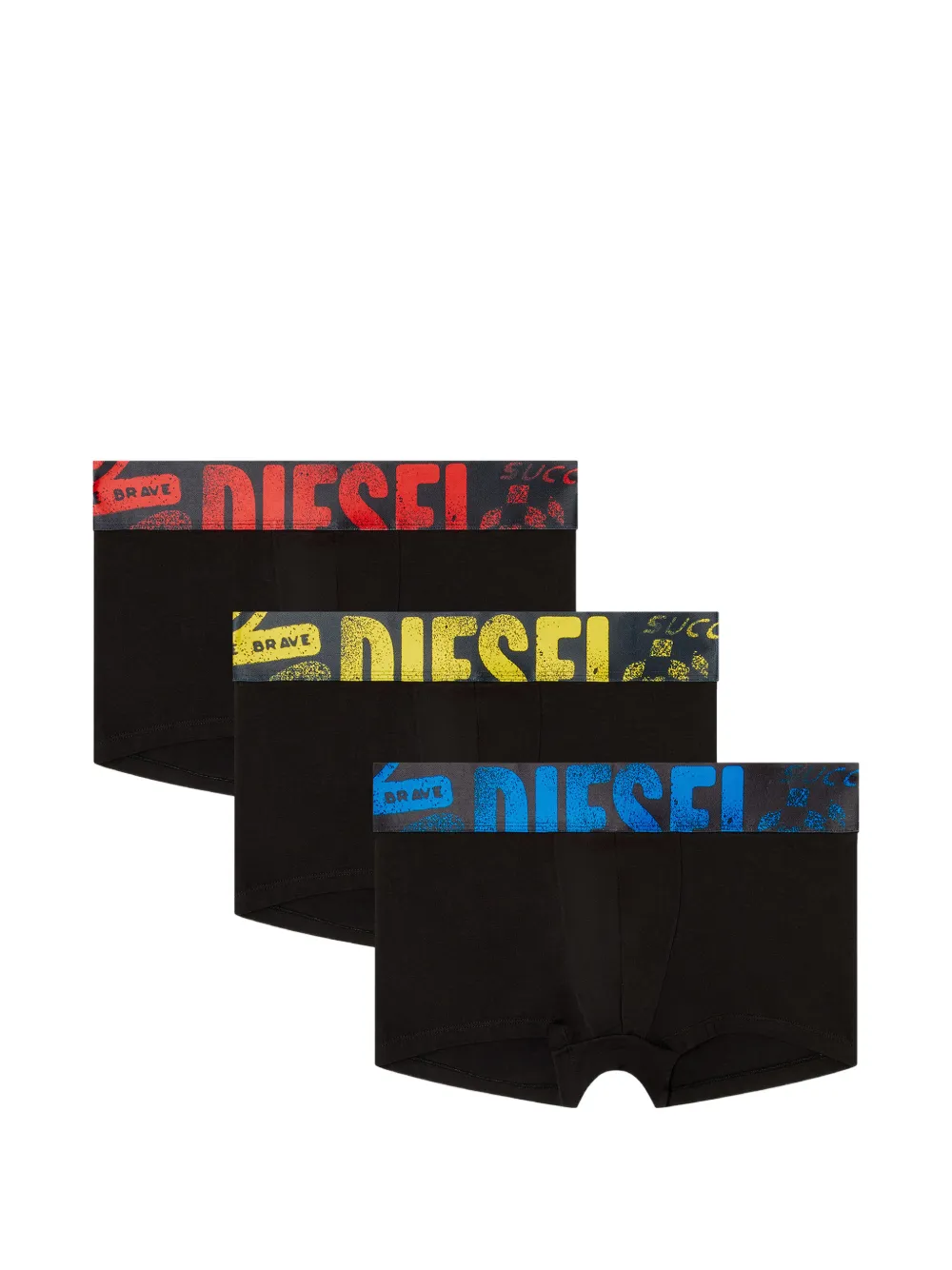 Diesel logo-waistband cotton boxers (set of three) - Nero