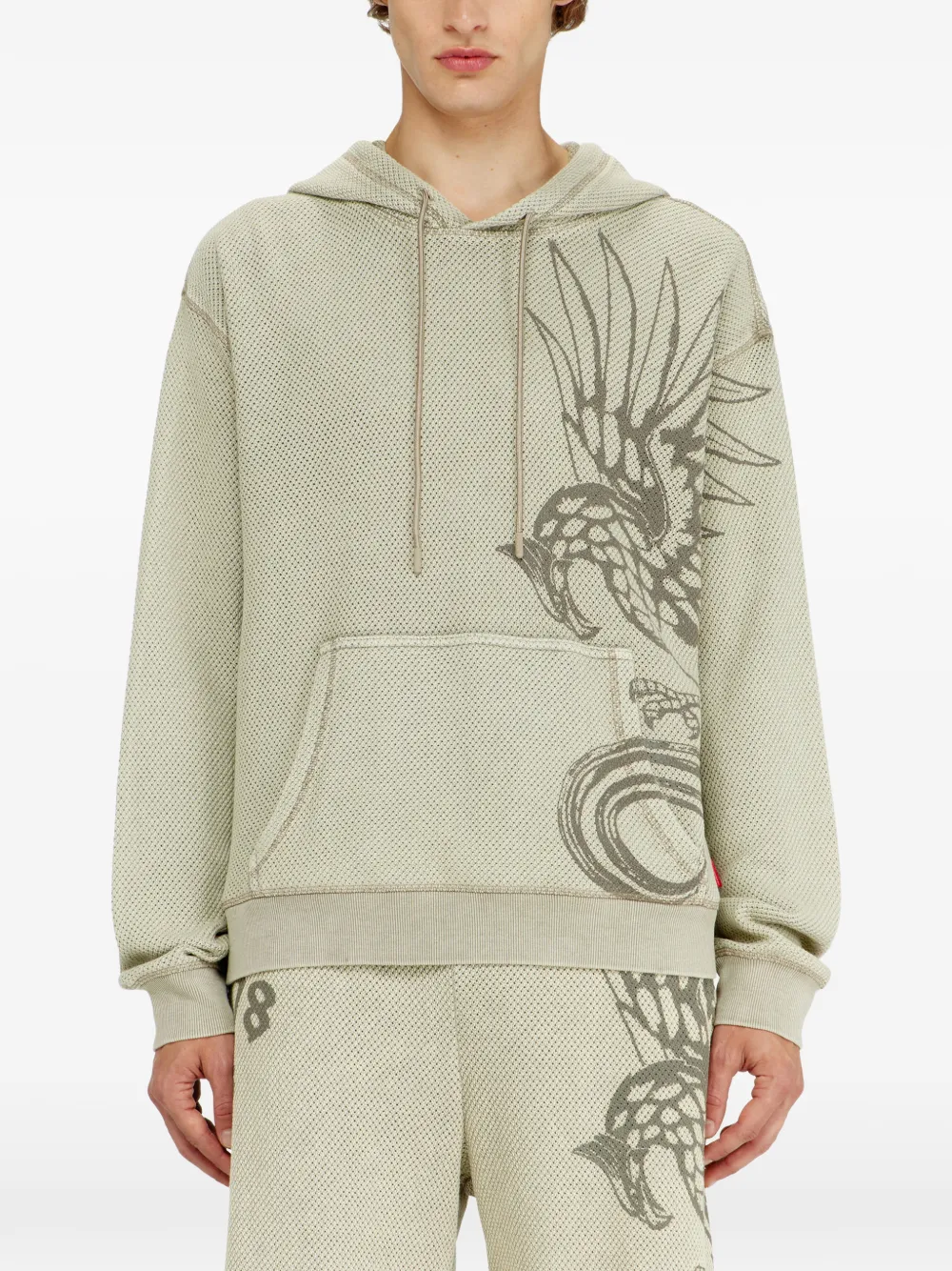 Diesel Katoenen mesh hoodie met textuur Beige