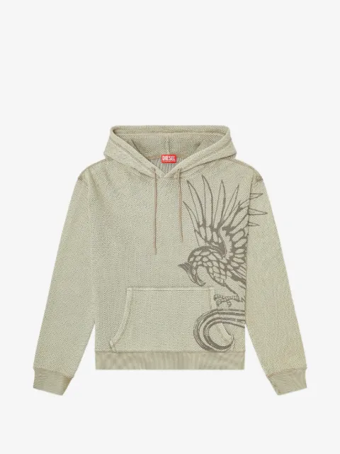 Diesel hoodie in textured cotton mesh