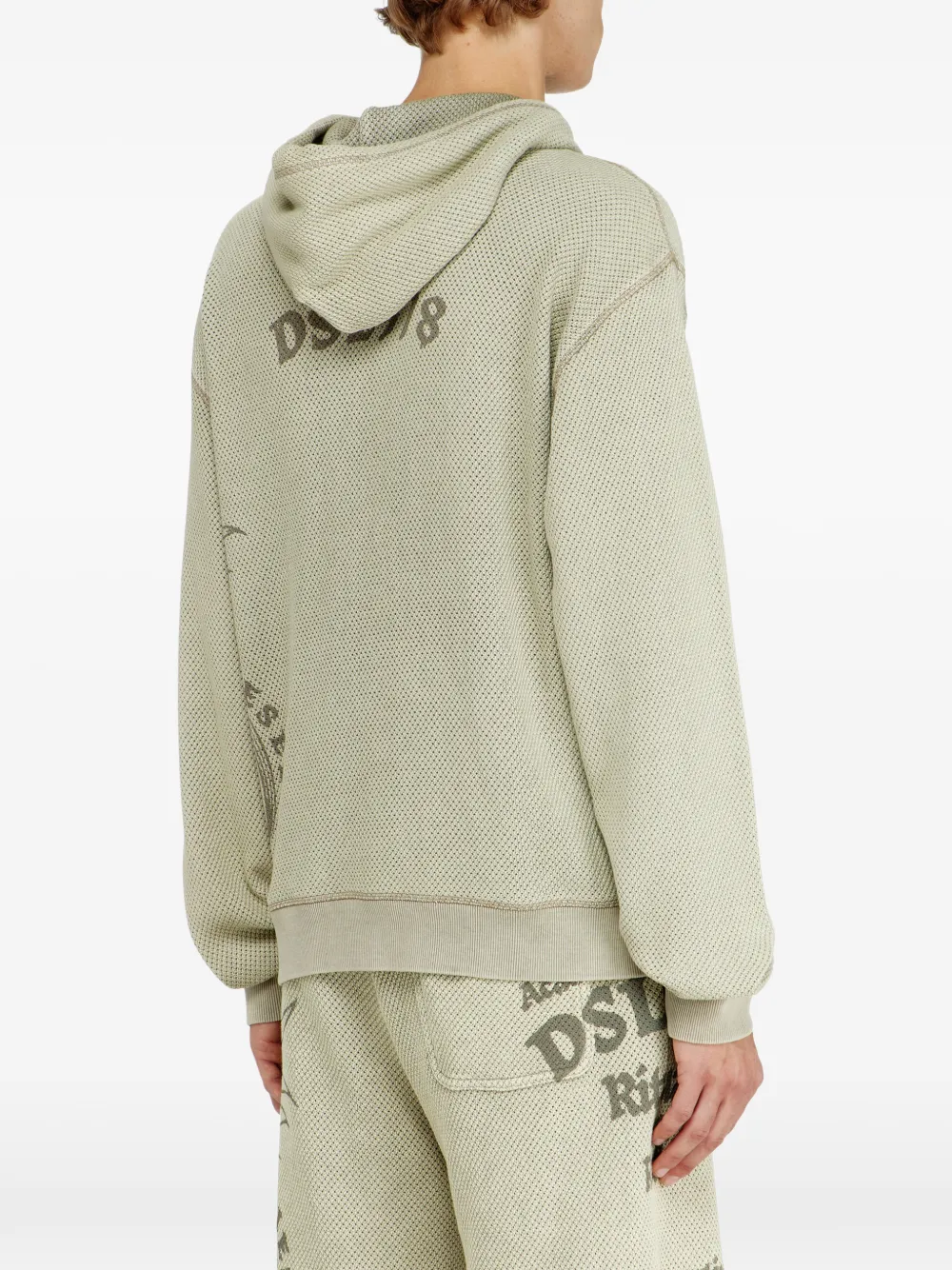 Diesel Katoenen mesh hoodie met textuur Beige