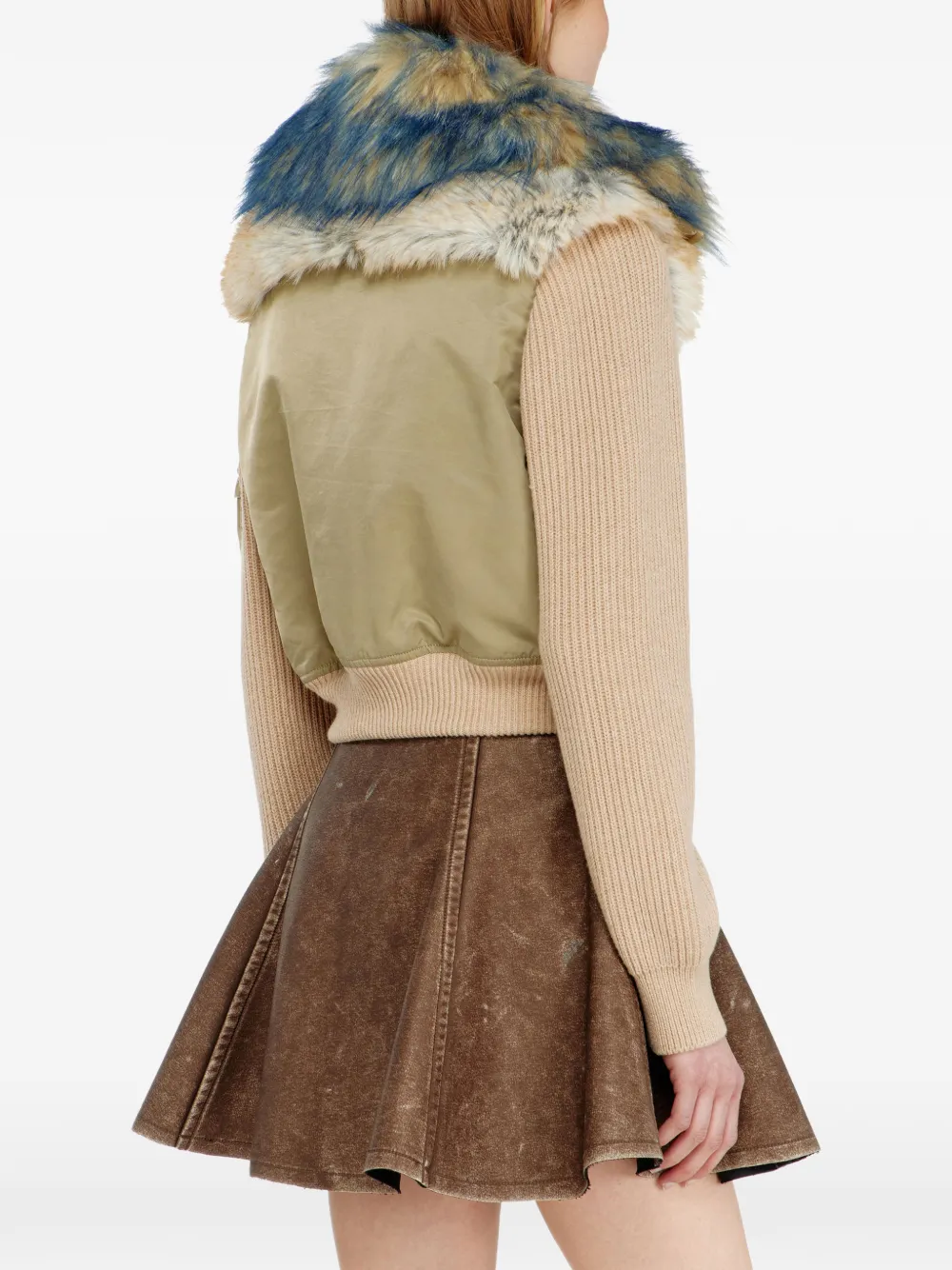 Diesel Bomberjack met ribgebreide en pluche afwerkingen Beige