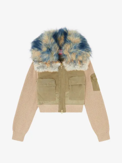 Diesel blouson bomber avec bordures en maille côtes et peluche