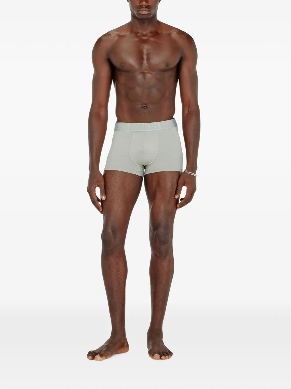 Diesel Set van drie katoenen stretch boxershorts met tailleband Grijs