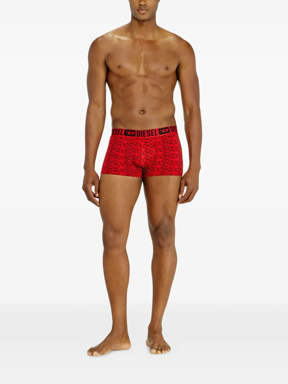 Diesel Drie katoenen boxershorts met logoband Rood