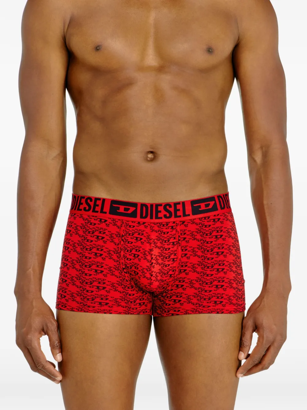 Diesel Drie katoenen boxershorts met logoband Rood