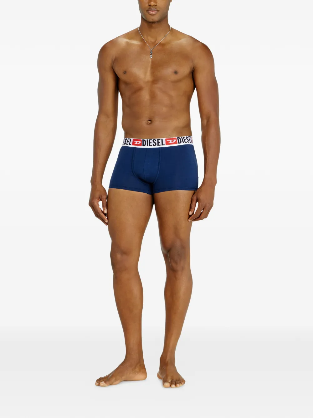 Diesel Drie boxershorts met all-over logo Blauw