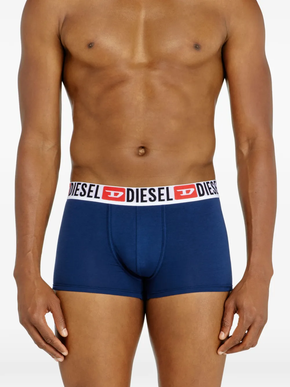Diesel Drie boxershorts met all-over logo Blauw