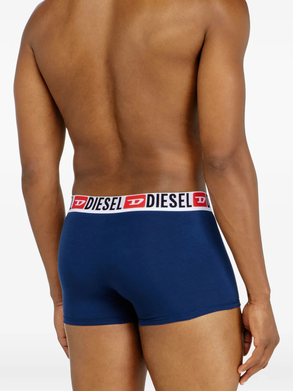 Diesel Drie boxershorts met all-over logo Blauw