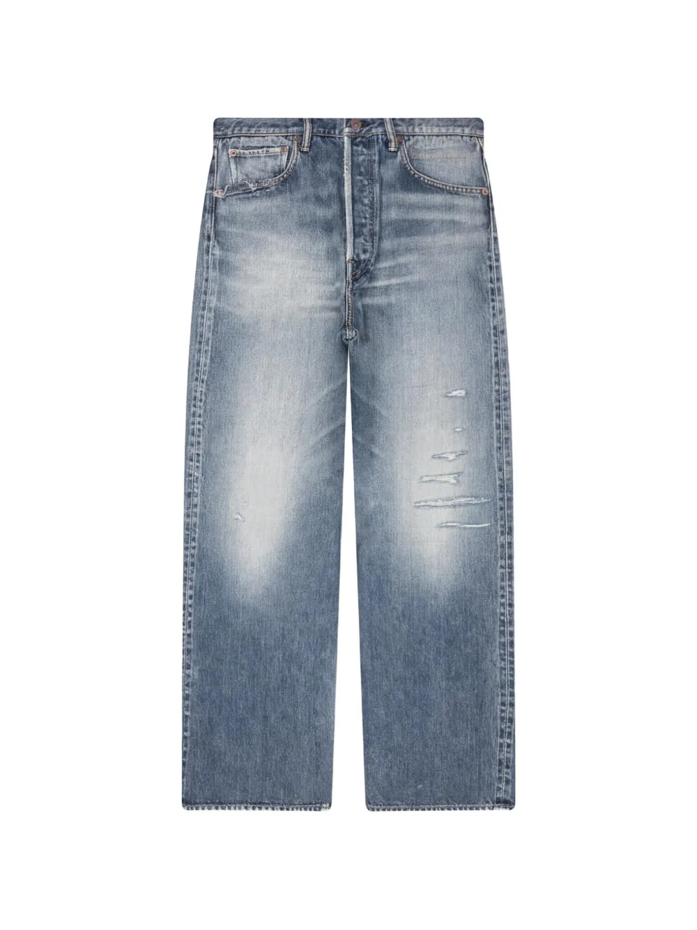 Visvim Social Sculpture 01 Distressed Jeans In Blue