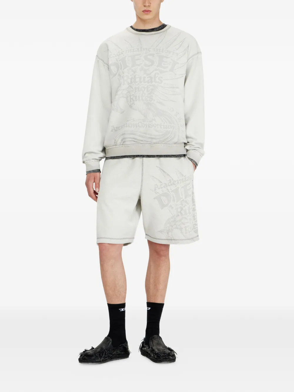 Diesel Trainingsshorts met print Grijs