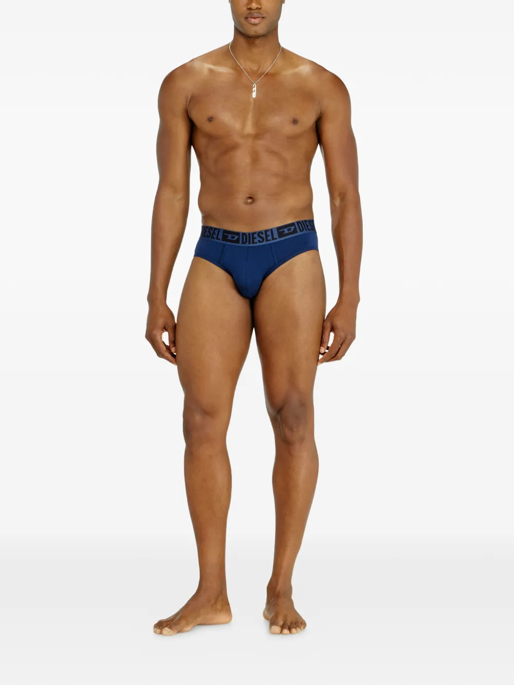 Diesel Drie katoenen boxershorts met logoband Zwart