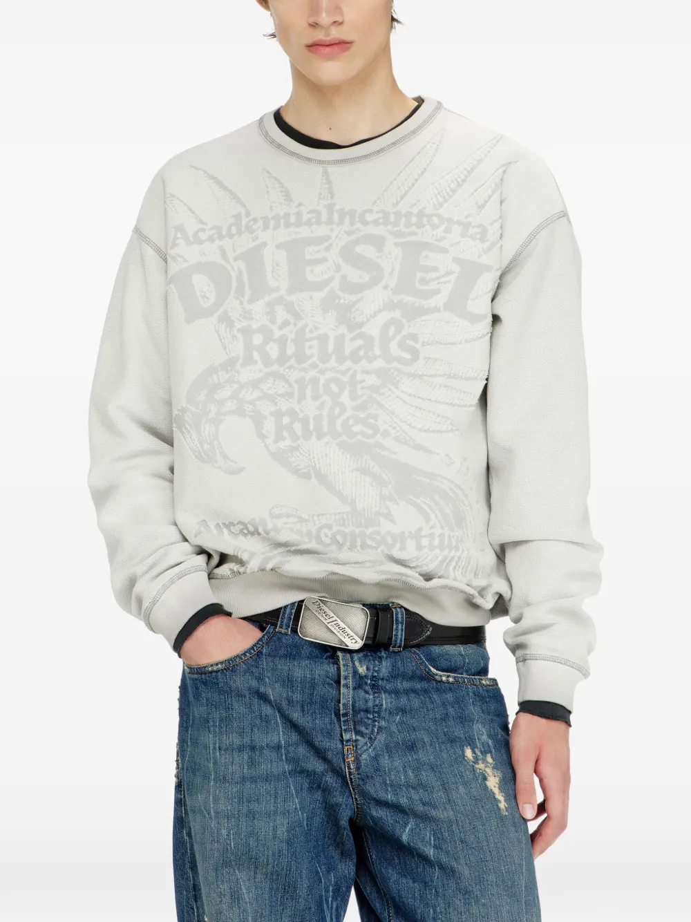 Diesel Sweater met dévoré print Grijs