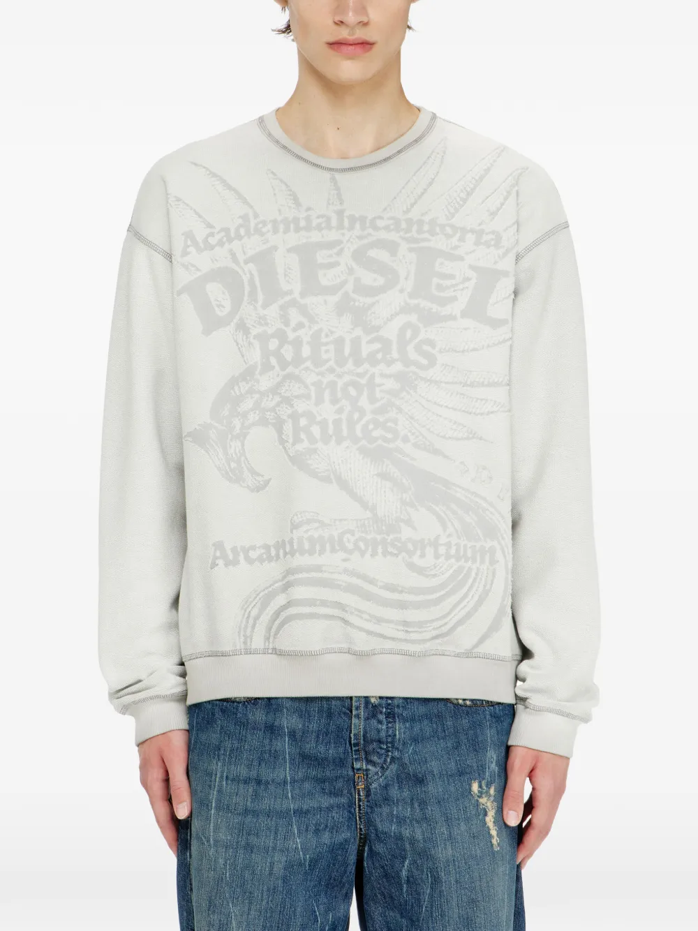 Diesel Sweater met dévoré print Grijs