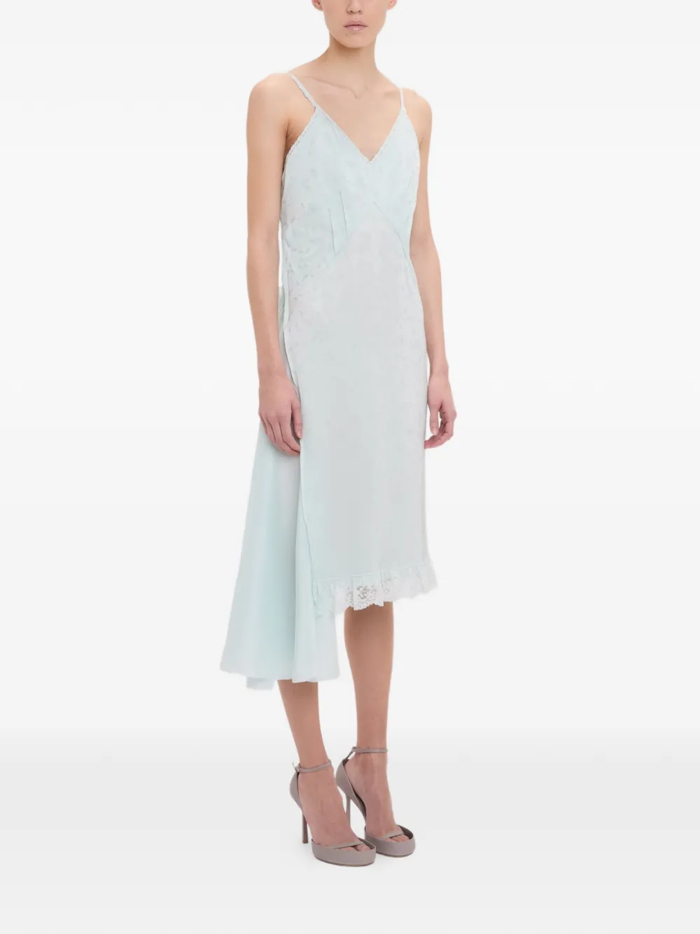 Victoria Beckham Crushed Cami asymmetrische midi-jurk Blauw