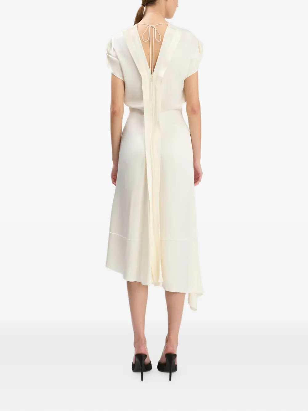 Victoria Beckham Twist Shoulder midi-jurk met asymmetrische afwerking Wit