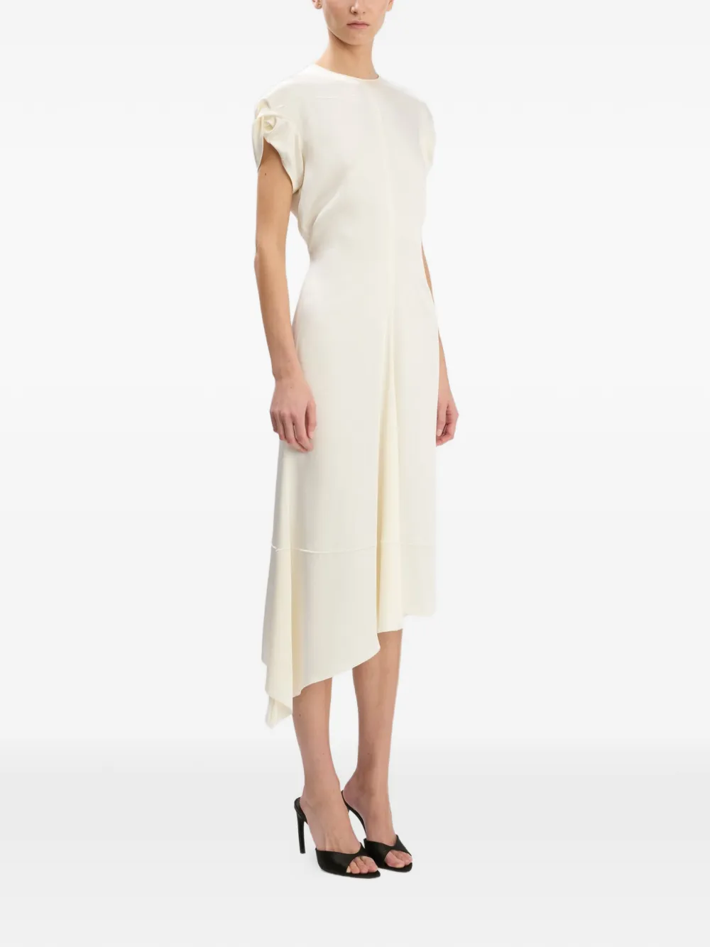 Victoria Beckham Twist Shoulder midi-jurk met asymmetrische afwerking Wit