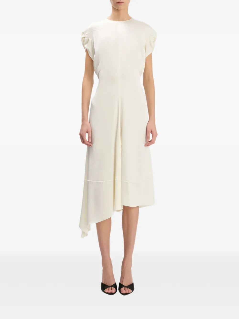 Victoria Beckham Twist Shoulder midi-jurk met asymmetrische afwerking Wit