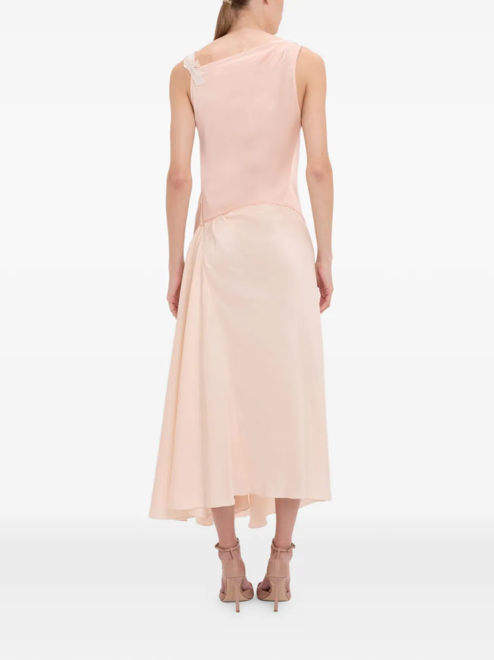 Victoria Beckham Midi-jurk met kanten afwerking Roze