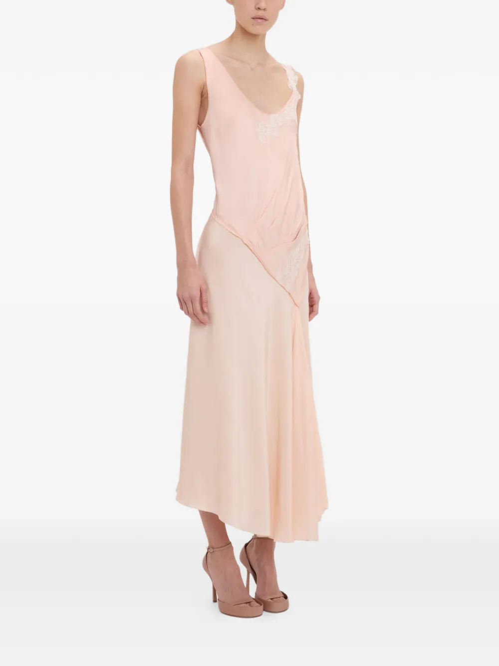 Victoria Beckham Midi-jurk met kanten afwerking Roze