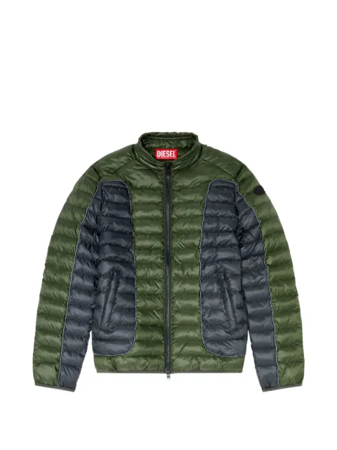 Diesel biker-style puffer jacket with colour-block design