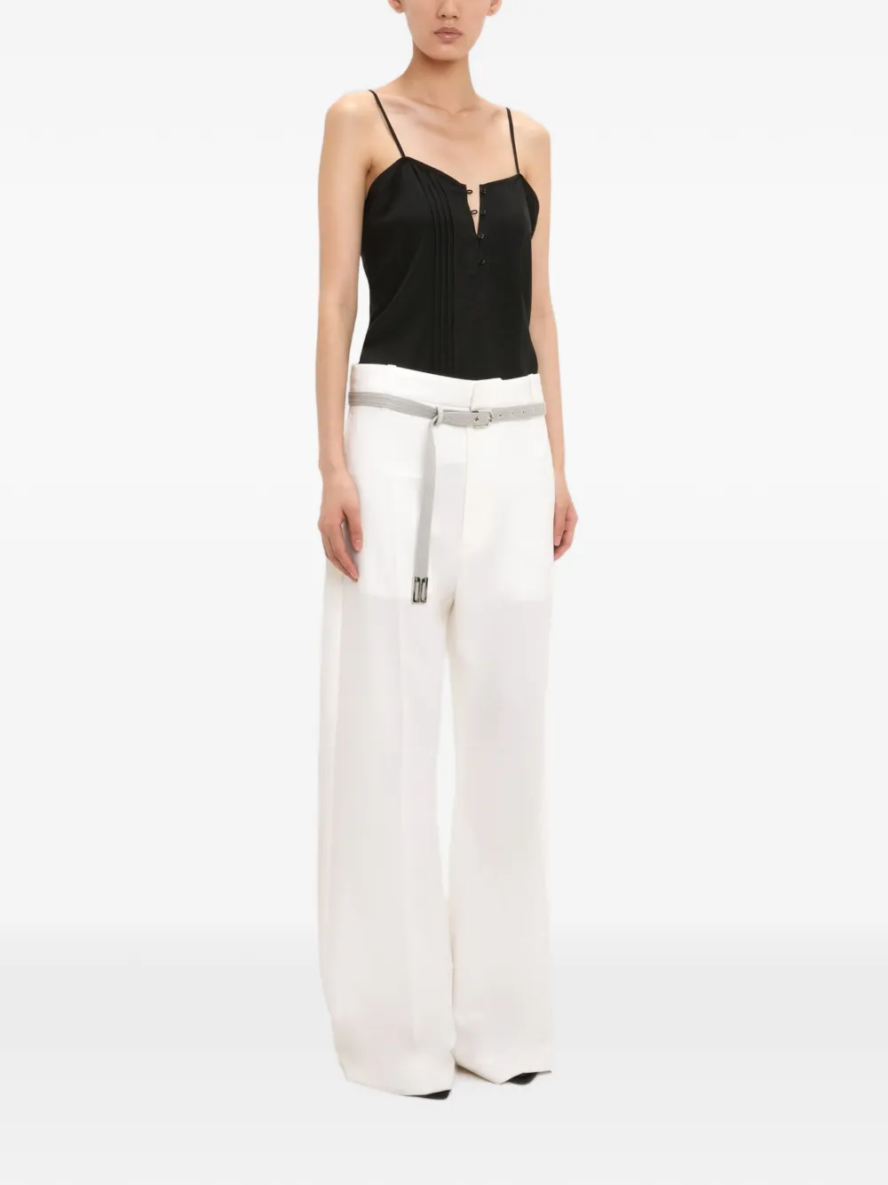 Victoria Beckham Straight broek met omslag Wit