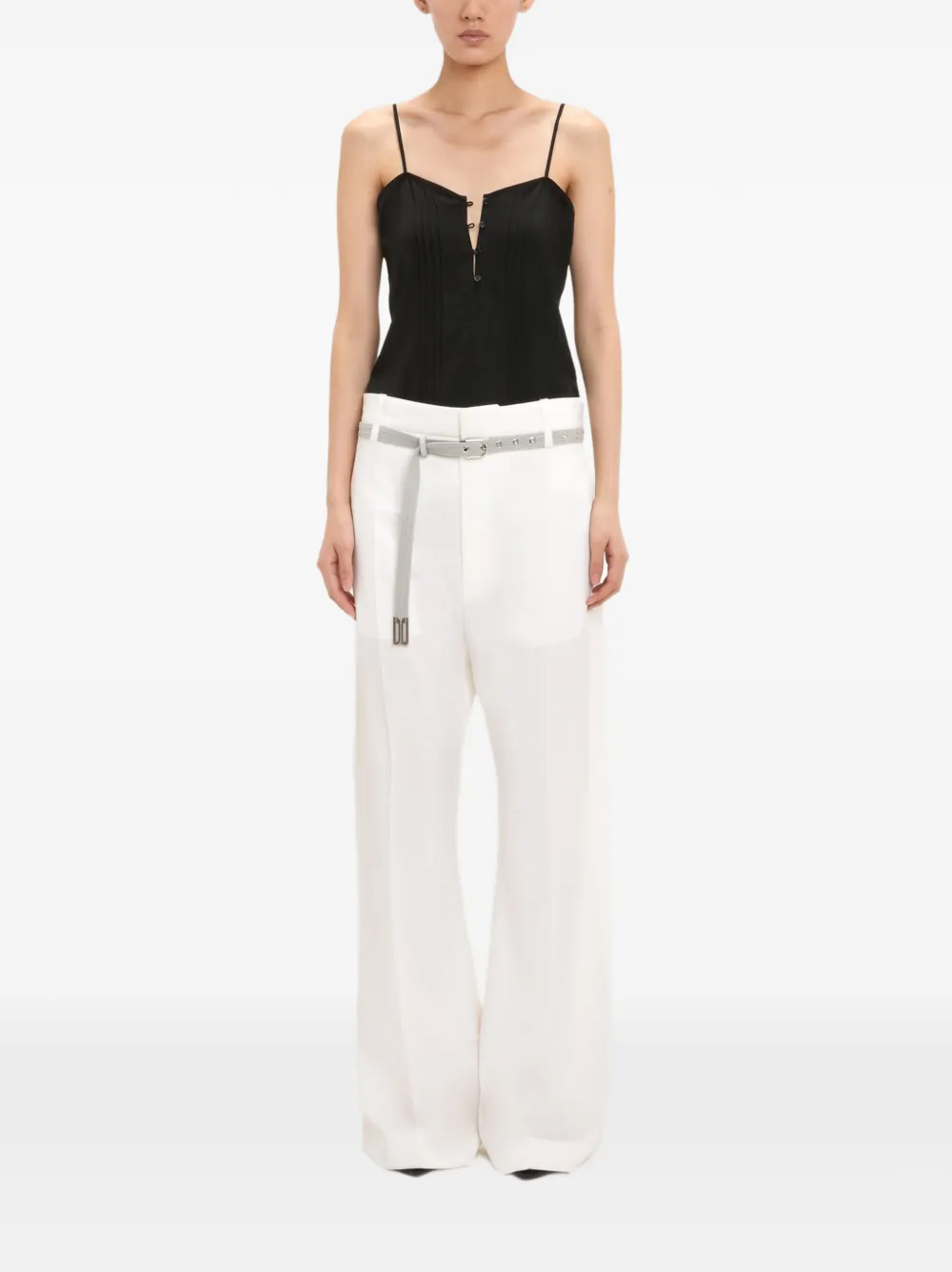 Victoria Beckham Straight broek met omslag Wit