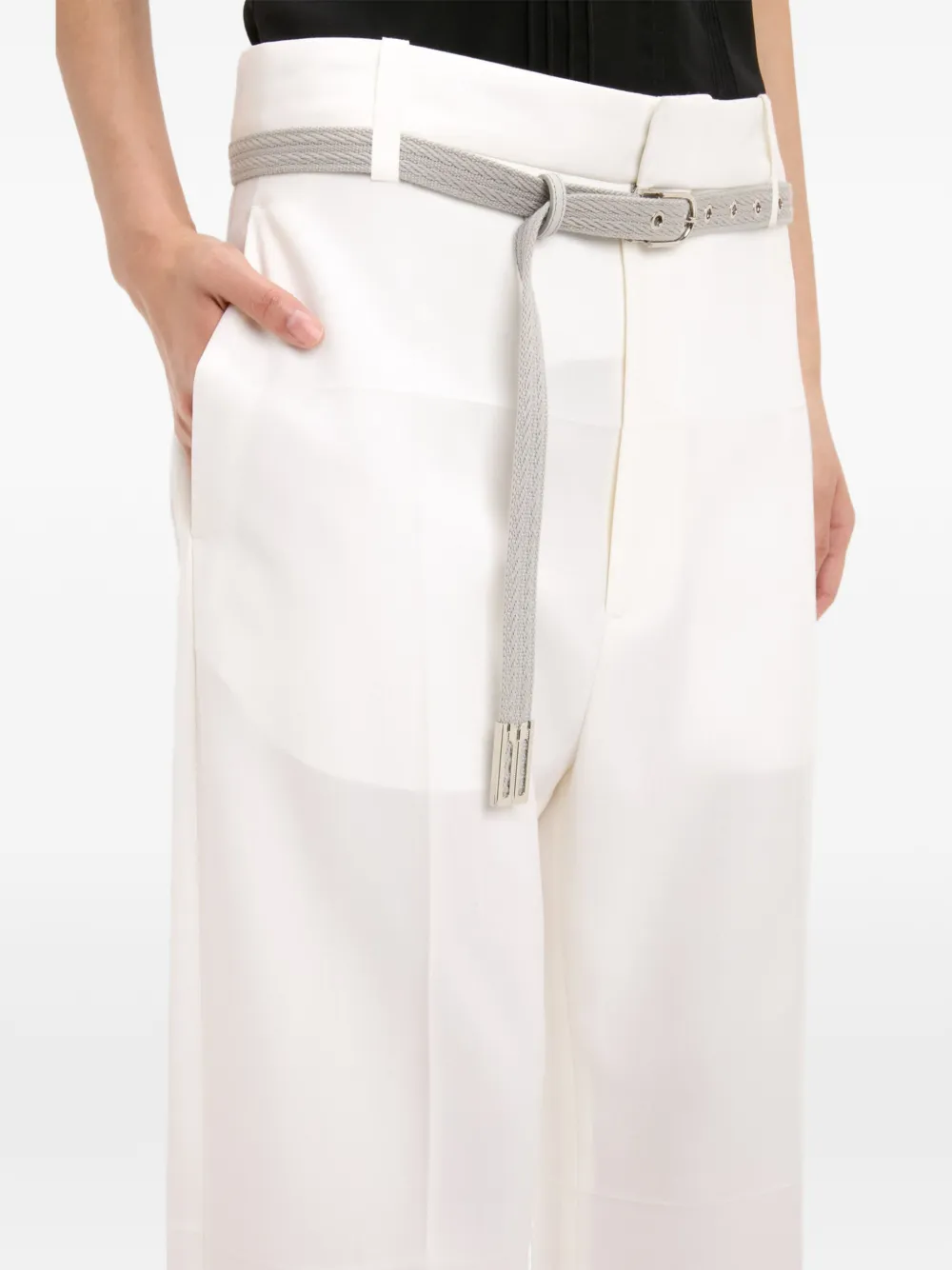 Victoria Beckham Straight broek met omslag Wit