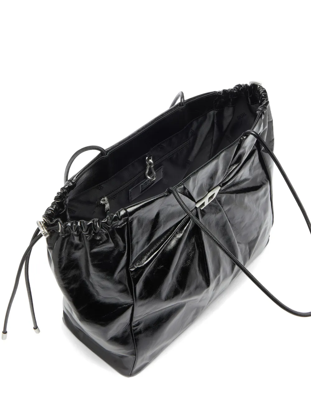 Diesel Scrunch-D schoudertas met trekkoord Zwart