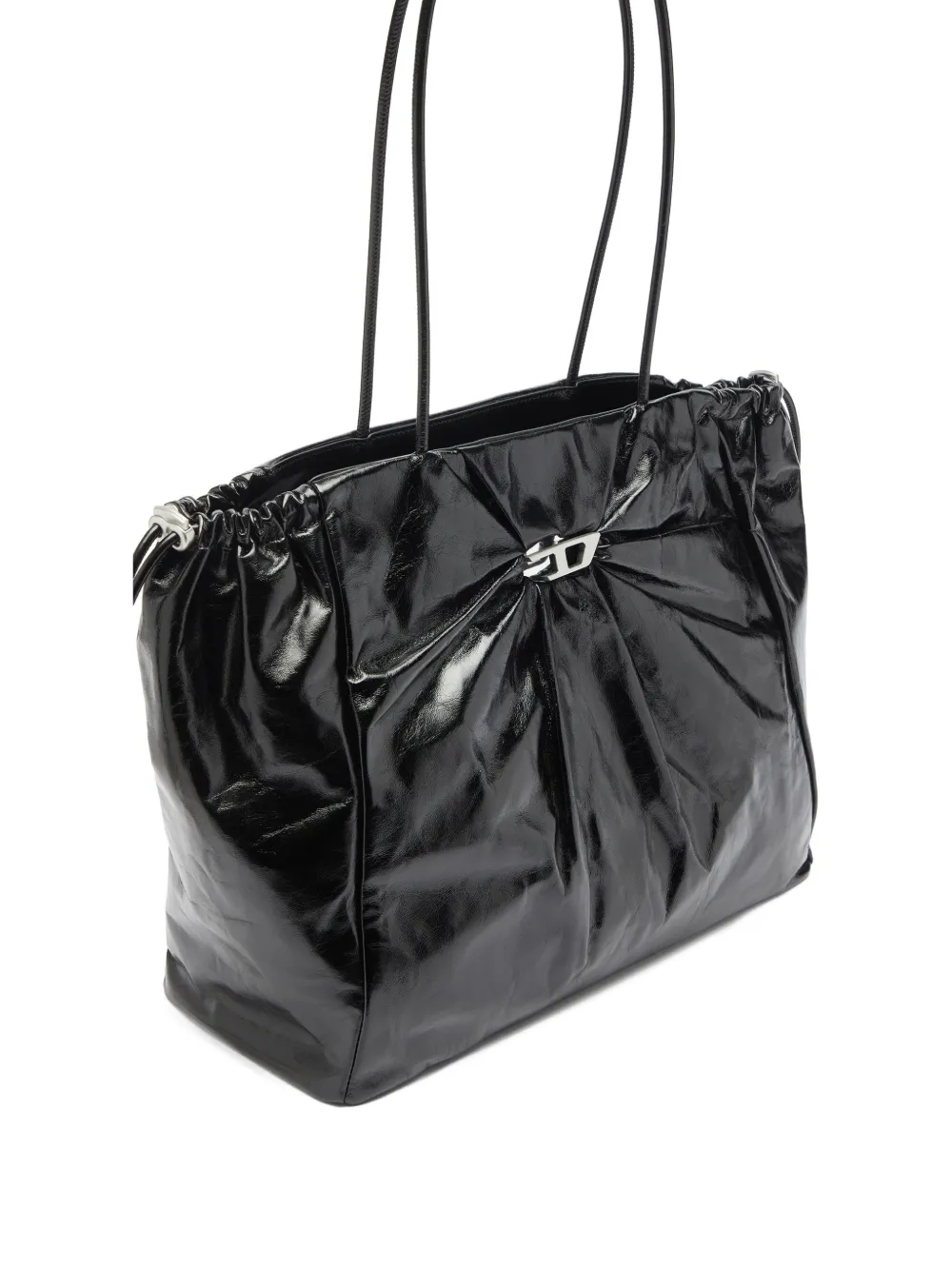 Diesel Borsa a spalla Scrunch-D con coulisse - Nero