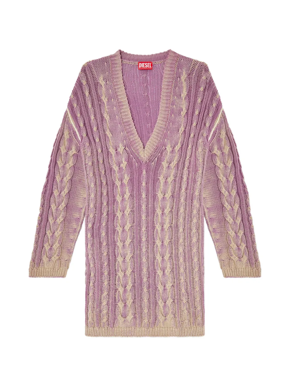 Diesel cable-knit V-neck mini dress - Violett