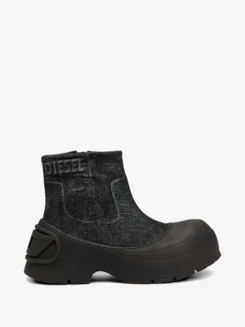 Diesel D-Donald - denim ankle boots with wraparound rubber sole
