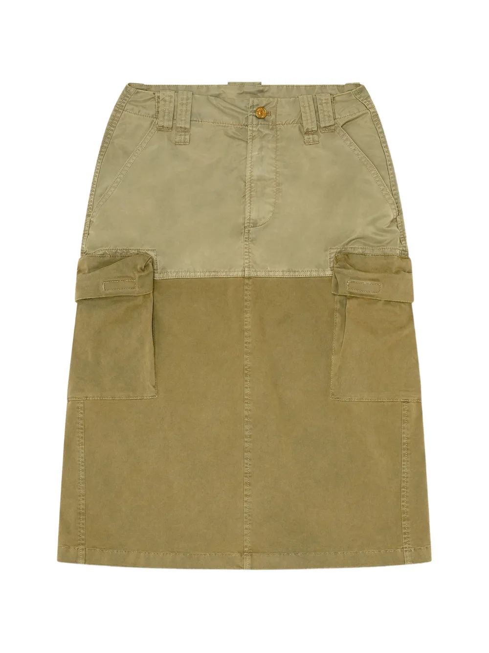 Diesel cargo midi skirt in cotton and nylon - Verde