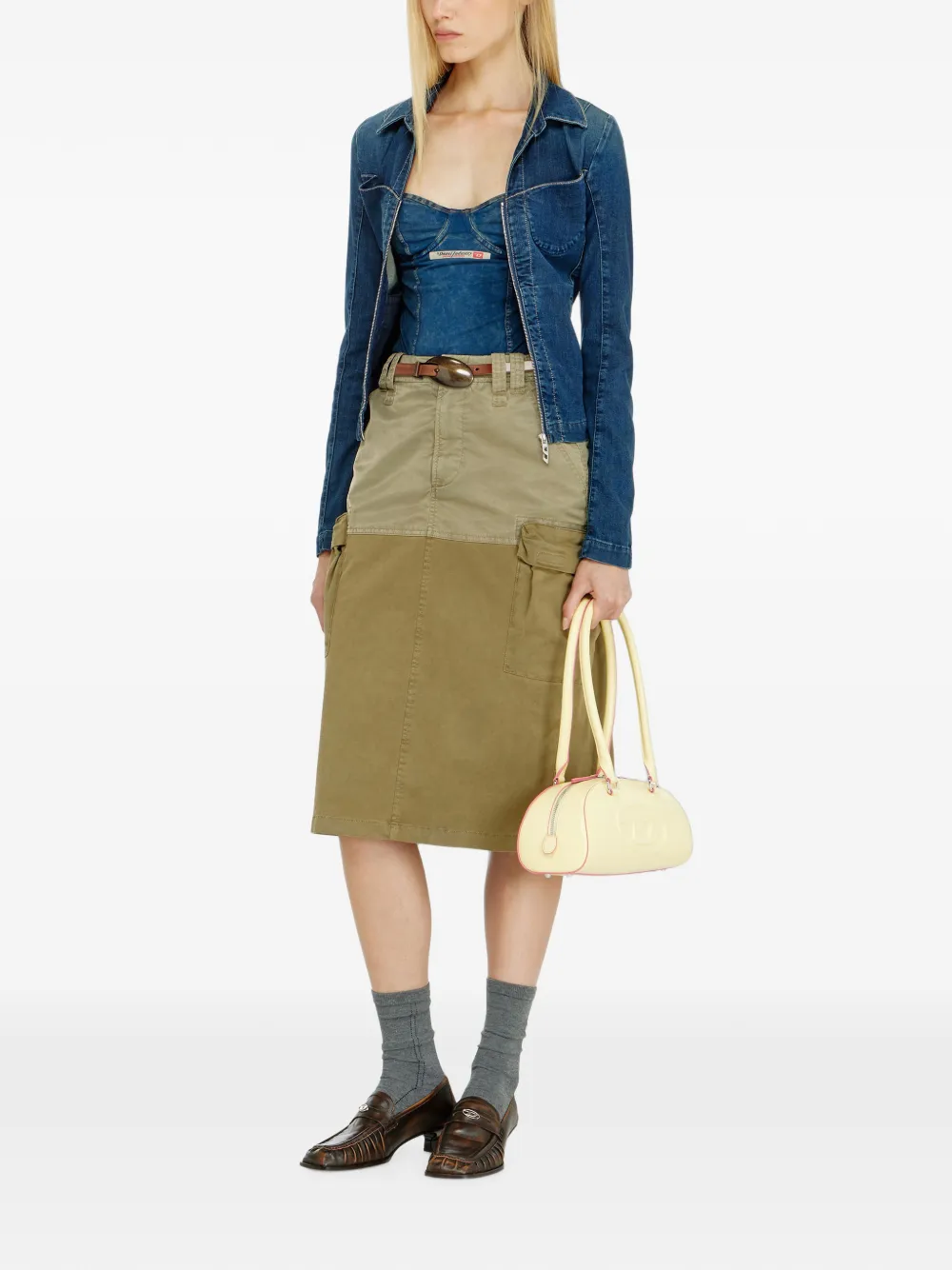 Diesel Cargo midi-rok van katoen en nylon Groen
